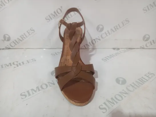 BOXED DUNE LONDON OPEN TOE WEDGE SANDALS IN BROWN SIZE 6