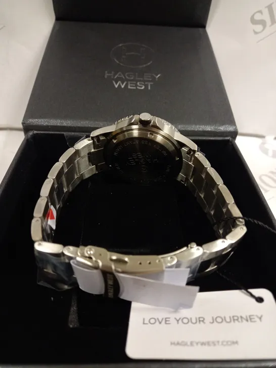 HAGLEY WEST BLACK DIAL SILVER BRACELET WRISTWATCH 