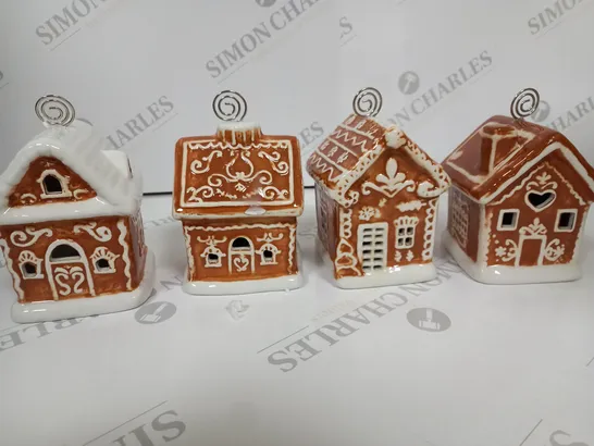 SET OF 4 PRELIT GINGER BREAD HOUSES