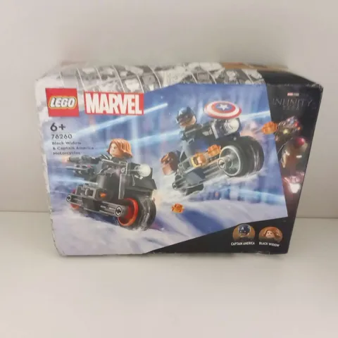 BOXED LEGO MARVEL 76260 BLACK WIDOW AND CAPTAIN AMERICA MOTORCYCLES