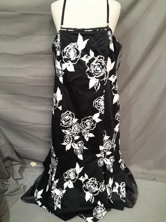 GINA BACCONI FLORAL BLACK DRESS - UK 20