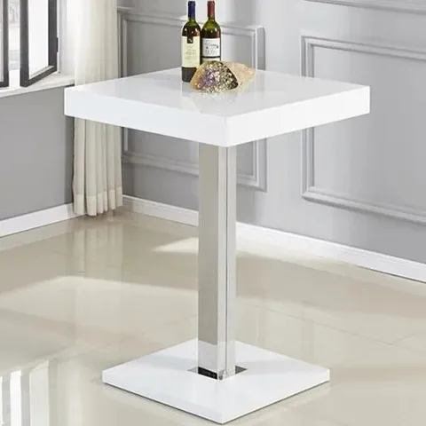 TOPAZ HIGH GLOSS BAR TABLE SQUARE IN WHITE 110X80X80CM (2 BOXES)