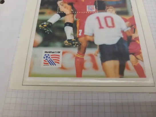 STAMP ALBUM WITH VARIOUS FOOTBALL THEMED STAMPS - 37 PAGES CONTAINING STAMPS