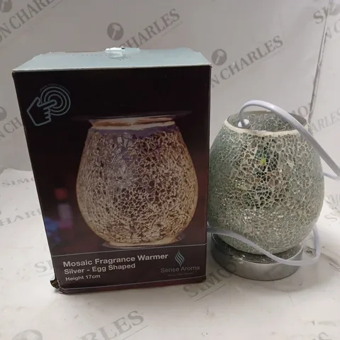 BOXED SENSE AROMA MOSAIC FRAGRANCE WARMER SILVER - EGG SHAPED