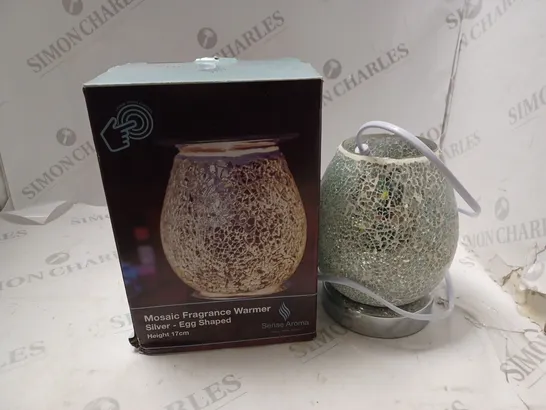 BOXED SENSE AROMA MOSAIC FRAGRANCE WARMER SILVER - EGG SHAPED