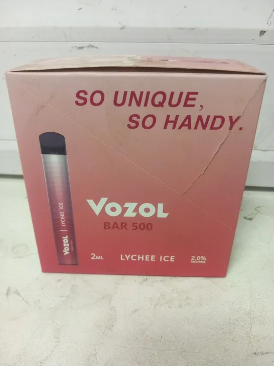 BOXED VOZOL BAR 500 LYCHEE ICE 500 PUFFS DISPOABLE VAPE PACK OF 10