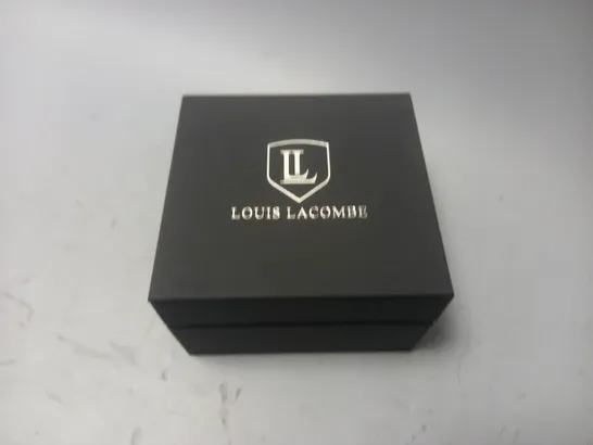 LOUIS LACOMBE GENTS CHRONOGRAPH WATCH WITH BLACK LEATHER STRAP IN BOX