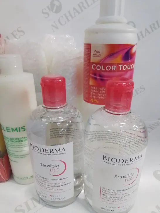 LOT OF 10 BRAND NEW ASSORTED HEALTH AND BEAUTY ITEMS TO INCLUDE SLIM FAST SHAKES, ELEMIS BATH MILK, COLOUR TOUCH EMULSION AND BIODERMA MICELLAR WATER - COLLECTION ONLY