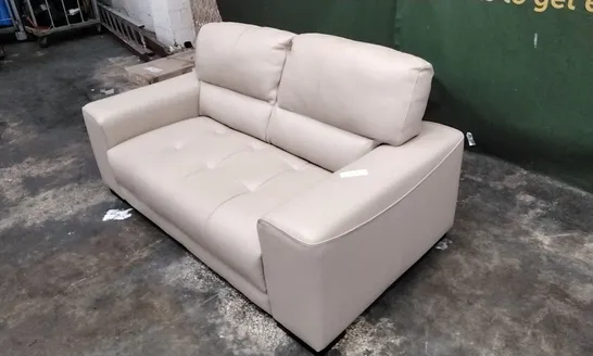 QUALITY ITALIAN DESIGNER ARENA LOVESEAT IN BEIGE LEATHER 