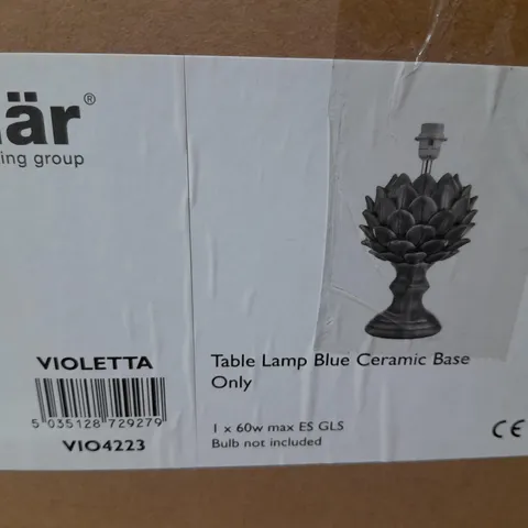 BOXED DAR LIGHTING VIOLETTA TABLE LAMP IN BLUE