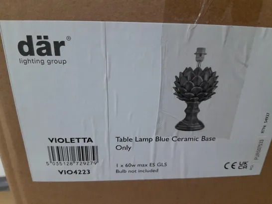 BOXED DAR LIGHTING VIOLETTA TABLE LAMP IN BLUE