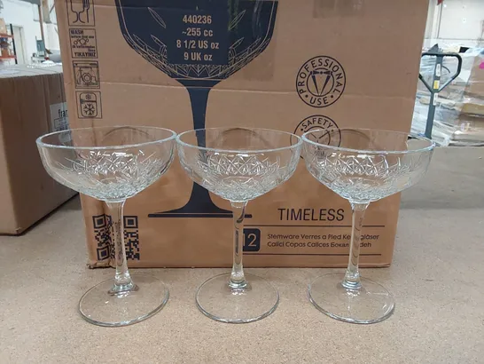 BOXED 9X PASABAHCE TIMELESS VINTAGE COUPE 27CL / 9OZ GLASSES (1 BOX)