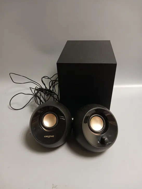 BOXED CREATIVE LABS PEBBLE PLUS USB DESKTOP SPEAKERS WITH SUBWOOFER IN BLACK