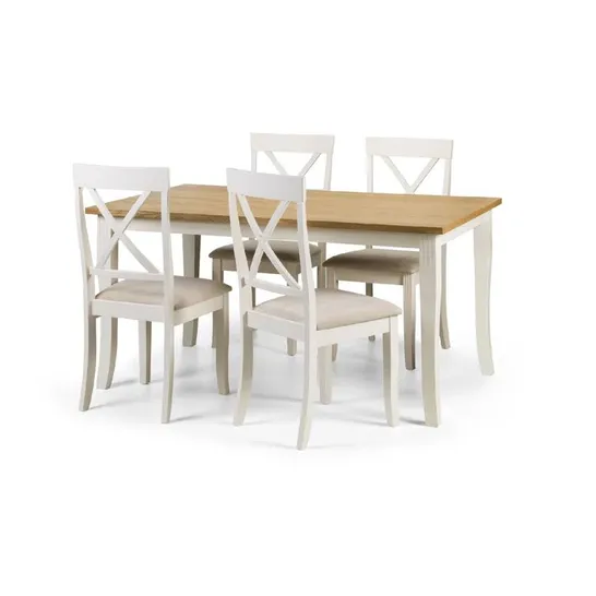 BOXED CONKLIN SOLID OAK/IVORY DINING TABLE (1 BOX)