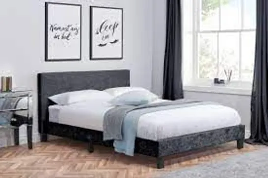 BOXED BECKEY DOUBLE 135cm UPHOLSTERED BED FRAME - BLACK (1 box)