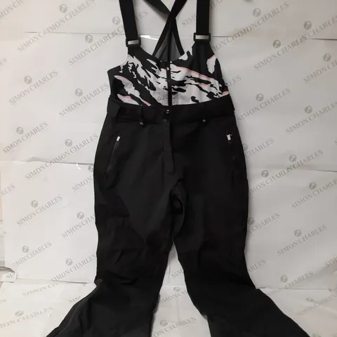 SWEATY BETTY PEAKS SUSPENDER PANTS WATERPROOF AND BREATHABLE MATERIAL IN BLACK SIZE L