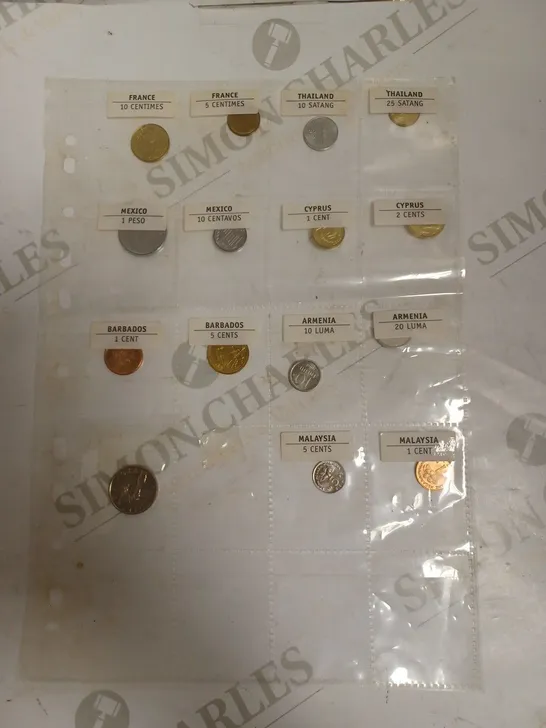 COLLECTION OF ASSORTED COINS IN VARIOUS CURRENCIES FROM AROUND THE WORLD