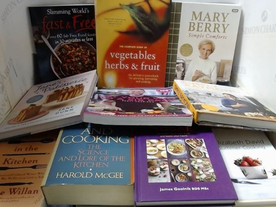 LOT OF APPROXIAMTELY 12 ASSORTED FOOD AND COOKERY BOOKS ETC