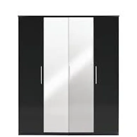 BLACK 4 DOOR WARDROBE (3 BOXES)