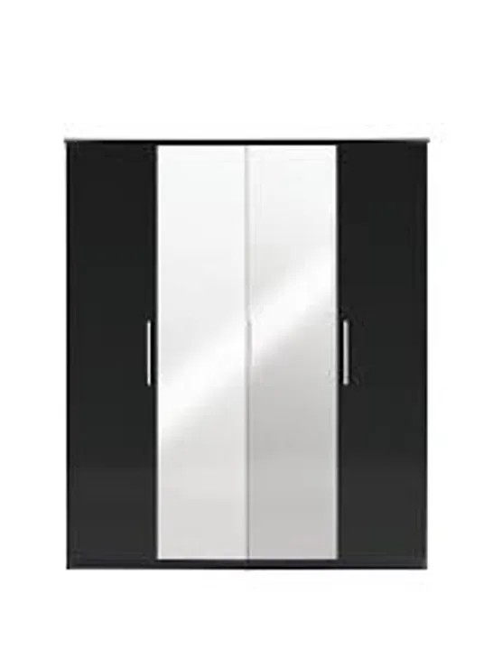 BLACK 4 DOOR WARDROBE (3 BOXES)