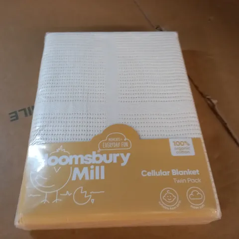 BLOOMSBURY MILL CELLULAR BLANKET TWIN PACK IN CREAM