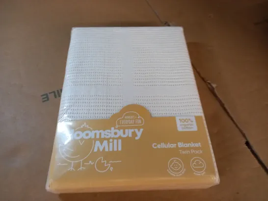 BLOOMSBURY MILL CELLULAR BLANKET TWIN PACK IN CREAM