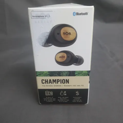 BOXED MARLEY CHAMPION TRUE WIRELESS EARPHONES - BLACK 