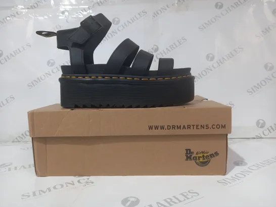 BOXED PAIR OF DR MARTENS BLAIRE OPEN TOE PLATFORM SANDALS IN BLACK UK SIZE 5