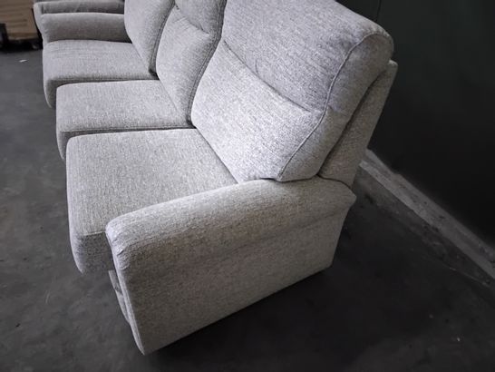 QUALITY G PLAN AVON KAMPALA DUCK EGG FABRIC LOUNGE SUITE, COMPRISING  FIXED THREE SEATER SOFA & POWER RECLINING EASY CHAIR 