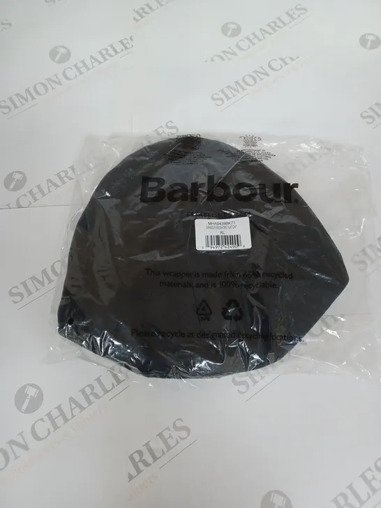 BARBOUR REDSHORE FLAT CAP IN BLACK SIZE XL