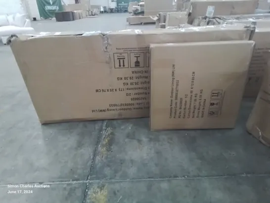 BOXED GREY RATTAN CORNER SOFA (2 BOXES)