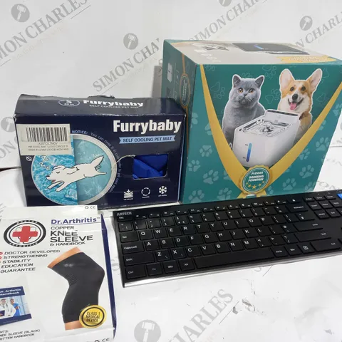 BOX OF APPROXIMATELY 5 ASSORTED ITEMS TO INCLUDE SELF COOLING PET MAT, KEYBOARD, KNEE SLEEVE ETC