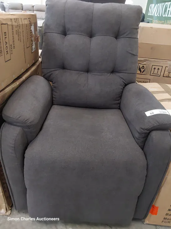 DESIGNERPUSH BACK RECLINING EASY CHAIR CHARCOAL FABRIC 