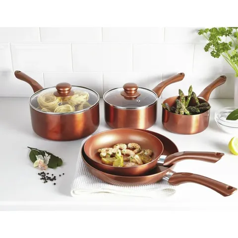 BOXED SYMPLE STUFF DORTHEA 5 PIECE ALUMINUM NON STICK COOKWARE SET 