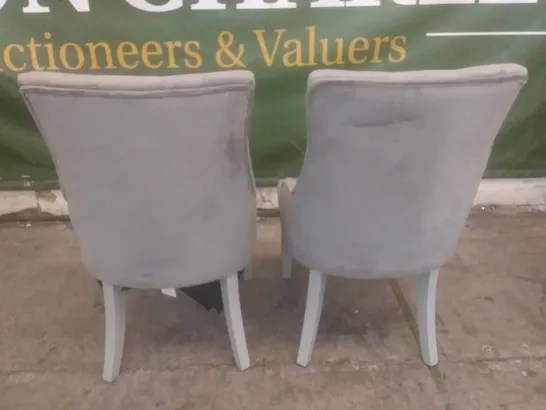 SET OF 2 NEW DUKE GREY VELVET BUTTON BACK DINING CHAIR (GREY LEG)