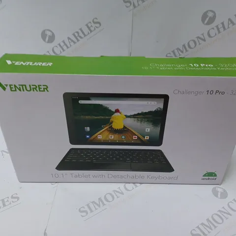 BRAND NEW BOXED VENTURER CHALLENGER 10 PRO 10.1" ANDROID TABLET WITH DETACHABLE KEYBOARD - BLACK 32GB