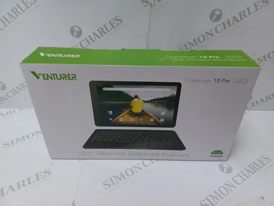 BRAND NEW BOXED VENTURER CHALLENGER 10 PRO 10.1" ANDROID TABLET WITH DETACHABLE KEYBOARD - BLACK 32GB