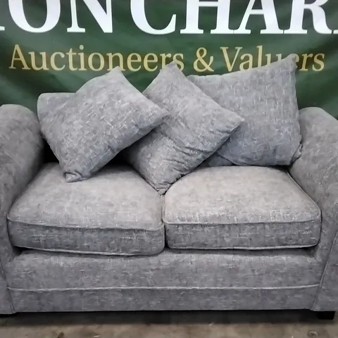 QUALITY BRITISH DESIGNER 2 SEATER SOFA - GREY FABRIC 