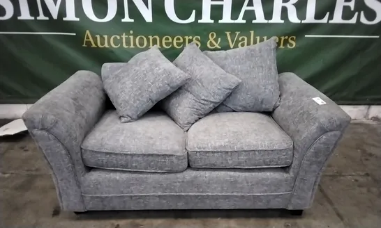 QUALITY BRITISH DESIGNER 2 SEATER SOFA - GREY FABRIC 