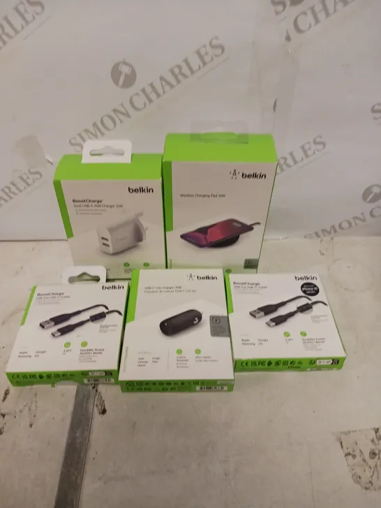 APPROXIMATELY 20 ASSORTED BOXED BELKIN SMARTPHONE/TABLET ACCESSORIES TO INCLUDE POWERBANKS, CHARGING CABLES, WIRELESS CHARGING PADS ETC	