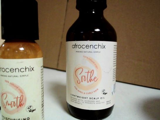 LOT OF APPROX. 3 HAIR PRODUCTS TO INCLUDE: AFROCENCHIX SHAMPOO, AFROCENCHIX HAIR CREAM, AFROCENCHIX LIGHTWEIGHT SCALP OIL