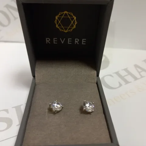 REVERE SILVER EFFECT STUD EARRINGS WITH STONES