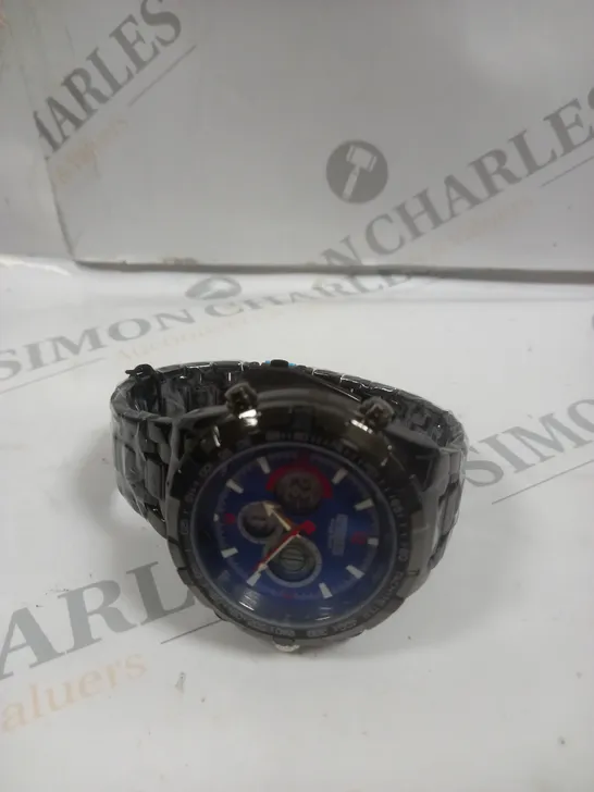 BOXED BARKERS OF KENSINGTON MEGA SPORT BLUE DIAL WATCH 