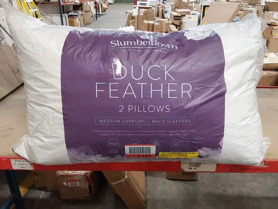 BAGGED SLUMBERDOWN DUCK FEATHER PILLOW MEDIUM SUPPORT BACK SLEEPER PILLOW - SET OF 2 (1 ITEM)