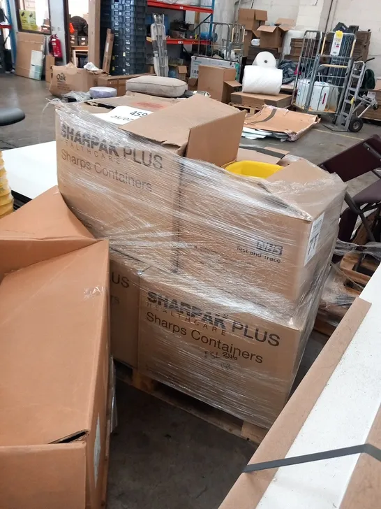 PALLET OF APPROXIMATELY 150 SHARPAK PLUS UN 3291 60 PLUS INFECTIOUS SUBSTANCE BINS