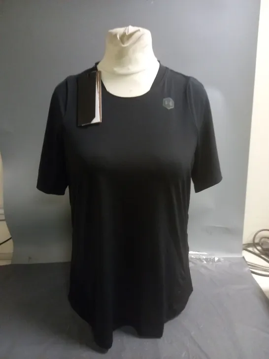 UNDER ARMOUR RUSH WOMENS TEE SIZE EXTRA LARGE BLACK