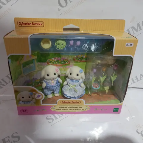 SYLVANIAN FAMILIES BLOSSOM GARDENING SET AND FLORA RABBIT SISTER & BROTHER 
