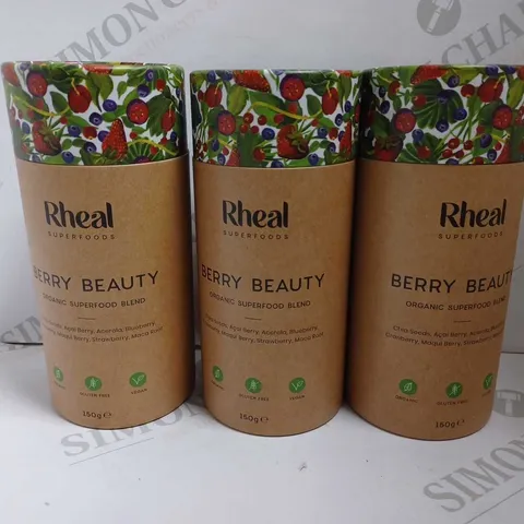 LOT OF 3 RHEAL SUPERFOODS ORGANIC BLEND (BERRY BEAUTY)