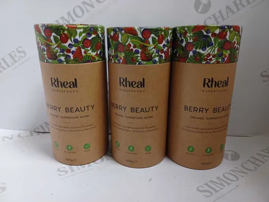 LOT OF 3 RHEAL SUPERFOODS ORGANIC BLEND (BERRY BEAUTY)