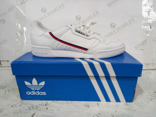 BOXED PAIR OF ADIDAS CONTINENTAL 80 SHOES IN WHITE UK SIZE 10